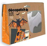 Décopatch KIT019O - Un mini-kit comprenant un animal en papier pulpé blanc, 2 feuilles Décopatch, un pinceau et un pot de vernis colle, CHAUVE-SOURIS