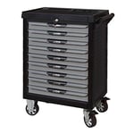 KS Tools 816.9173 - Servante d'atelier 9 tiroirs - Gamme ULTIMATE® - Système de fermeture centralisé par serrure - 4 roues robustes - Equipée de 173 outils - Couleur Grise et Noire