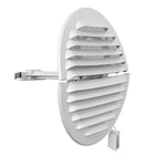 La Ventilazione GABDF125R Grille de ventilation ronde pliable en aluminium verni blanc avec filet anti-coupe, diamètre 150 mm