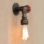 Retro Industriell Vägglampa i Vattenrör Vintage Rustik Metall Steampunk Lampa Ventil Kran Enkelt Loft Rustik Belysning