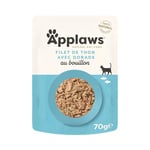 Applaws - Natural - Nourriture humide pour chat adulte - Filet de thon et daurade au bouillon - 12 sachets de 70 g