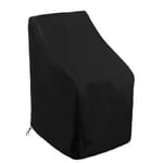 Chaise empilable en tissu Oxford, extérieur noir et intérieur argenté, 64x64x120/70cm, housse imperméable et anti-poussière,Noir