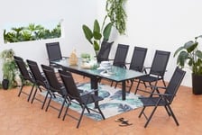 Salon de jardin extensible gris en alu + 10 fauteuils BRESCIA