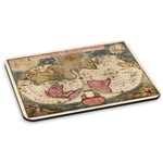 VINTAGE OLD WORLD MAP 4 PC COMPUTER MOUSE MAT PAD - Round Globes Retro Travel