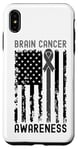 Coque pour iPhone XS Max Ruban gris pour la sensibilisation au cancer du cerveau - Drapeau américain