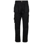 TuffStuff - Pro Work Long Trousers - 30” Waist - Long Black Cargo Trousers- Work Trousers For Men - Triple Stitched Seams - Features Knee Pad Pockets - Mens Work Trousers