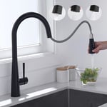 Cecipa - Mitigeur de Cuisine avec 3 Modes de Sortie D'eau, Noir Mitigeur d'Évier en Inox Robinet de Cuisine avec Douchette Extractible