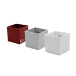 KalaMitica - Lot de 3 cubes magnétiques de 6,5 cm - Glace, rouge, blanc - Boîtes de rangement ou porte-pots magnétiques avec aimant puissant pour tableaux magnétiques muraux