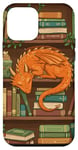 Coque pour iPhone 12 mini Cute Orange Dragon Books Cottagecore Book Lover Bookworm