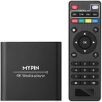 4K Media Player, MYPIN Digital MP4 Player for 14TB HDD/USB Drive/TF Card/H.265 MP4 PPT MKV AVI with Remote Control,Support HDMI/AV/Optical Out & USB Mouse/Keyboard-HDMI up to 7.1 Surround Sound(Black)