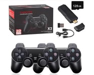 Victorvan 128G Console de jeu vidéo rétro avec Double manette 2.4G sans fil,4K HD 40000 jeux intégrés pour PSP, PS1, pour d'adultes d'enfants