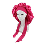 Silk Bonnet Naturligt lockigt hår Sova Satin Bonnet rose red