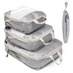 Suitcase Organiser Packing Cubes Compression Suitcase Organiser Set Waterproof Suitcase Organiser Packing Bags for Suitcases Travel Essentials Expandable Travel Pack Organiser for Hand Luggage, Grey,