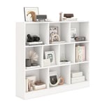 GOPLUS Bibliothèque, Meuble Rangement Enfant avec 10 Cubes Ouvertes, Étagère Rangement à 3 Niveaux pour Livres Jouets, Meuble Cube pour Salon/Chambre, 120x24x104CM (Blanc)