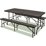 Table pliante effet bois - TERRE JARDIN - 8 personnes - Valisette de rangement