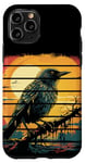 Coque pour iPhone 11 Pro Rétro coucher de soleil effrayant noir corbeau corbeau oiseau branche d'arbre lac