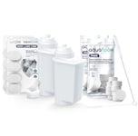 Aquafloow Kit d'Entretien pour Machine à Espresso Bosch et Siemens (2x filtres, compatibles avec la série Siemens EQ, 20x2 g tablettes de nettoyage, 2x tablettes de détartrage, brosse de nettoyage)