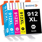 912Xl Cartouches D'Encre Compatibles Pour Hp 912Xl 912 Xl Pour Hp Officejet 8010 8012 8013 8014 8015 8017 Officejet Pro 8020 8022 8023 8024 8025 (4 Pack, Noir Cyan Magenta Jaune)[DYJ071653]