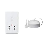 Knightsbridge CU8900N Curved Edge Dual Voltage Shaver Socket with Neon, 230 V, White + 2 Way Pull Cord Light Switch in Matt White