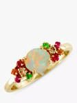 London Road 9ct Gold Sapphire, Diamond, Tsavorite and Opal Harlequin Ring, Multi