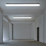 Plafonnier, éclairage led de garage pour pièce humide, éclairage d'atelier IP65 blanc neutre, 1x led 48W 5760lm 4000K, LxlxH 150x7,8x7,2 cm, lot de 2