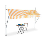 Relaxdays Auvent pour Balcon, Hauteur réglable, sans percer, Anti-UV, Largeur 300 cm, Blanc-Orange