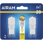 Airam LED lampkupa opal G9-lampa 200 lm 2-pack