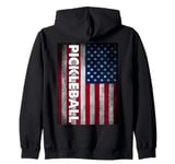 Pickleball American Flag USA Pickle Ball Player Patriotic Zip Hoodie