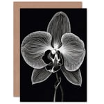 Orchid Flower Bloom Black for Wife Her Birthday Thank You Blank Greeting Card
