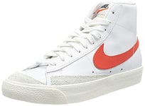 NIKE Women's W Blazer MID '77 Sneaker, White/Habanero RED-SAIL, 3.5 UK