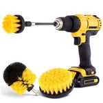 4 Piece Drill Brush Attachment Set - Power Scrubber Brush for Cleaning - All Purpose Drill Brush with Extend Attachment for Bathroom Surfaces, Grout, Floor, Tub, Tile, Corners, Kitchen and Car wheels