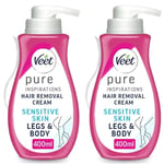 VEET Cream Hair Removal Sensitive Skin Pump 400ml x 2