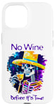 Coque pour iPhone 15 Squelette coloré buvant du vin effrayant connaisseur enologue