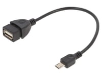 Cable USB 2.0 USB A femelle vers prise USB B micro male 0.15m - Noir