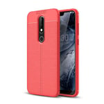 Nokia 6.1 Plus (X6) Leather Texture Case Red