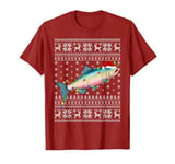 Ugly Sweater Xmas Lights Santa Rainbow Trout Fish Christmas T-Shirt