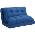 Chauffeuse - matelas d'appoint pliant - fauteuil convertible - inclinaison dossier réglable 13 positions - tissu lin bleu