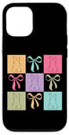 Coque pour iPhone 12/12 Pro Silhouette de lapin Couleurs pastel Blocs de Pâques