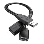 ANDTOBO Câble répartiteur USB Y, USB 2.0 A mâle vers double USB femelle pour PC/ordinateur portable/disques durs externes - Noir