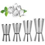 4 PCS Spirit Measures,30/60ml & 25/50ml & 15/30ml &20/40ml Set,Stainless Steel Shot Measure, Alcohol Gin Jigger Bar Craft Dual Drinks Measure Cup Bar Party Wine Cocktail Drink Shaker Shaker