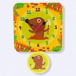 Dida - Pendulum clock from the wall for the children's room, wood decorated with a nice couple of moles