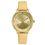 Ladies Diamond Watch Quartz Gold Oyster Leather Strap Watch Swan & Edgar