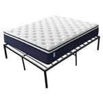 Matelas +Sommier Dewinner Ressorts ensachés+Cadre de lit en métal(Epaisseur 25cm,140x190) - Blanc