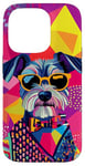 Coque pour iPhone 14 Pro Figurine schnauzer miniature tendance et colorée Pop Art