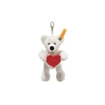 Steiff Pendentif Ours en Peluche Lotte 12 cm Blanc Love - Porte-clés en Peluche avec cœur en Feutre Rouge - Porte-Bonheur - Idée Lavable en Machine