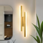 Riserva Applique Murale Intérieure LED 16W, 1800LM Créative Longue Parallèle Lampe Murale Moderne 3000K Lumière Chaude, Acrylique Luminaire Mural Interieur pour Salon, Chambre, Escalier, Couloir (Or)