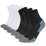 Closemate 6 Paires Chaussettes Courtes Homme Sport Coton Coussin Respirant Antiderapante Chaussette Femme Confortable Soft Touch Pour Running Randonnée Cyclisme Travail(3noir3blanco, Taille XL)