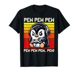 Penguin Gamer Pew Funny Video Games Vintage Boys Men Girls T-Shirt