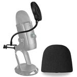 YOUSHARES Blue Yeti X Pop Filter with Mic Cover Foam - 4 Inch 3 Layers Mic Wind Pop Screen Mask Shield and Mic Foam Winscreen For Blue Yeti X USB Microphone to Improve Sound Quality