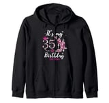 Womens It's My 35th Birthday EST 1990 35 Years Old Diamond Zip Hoodie